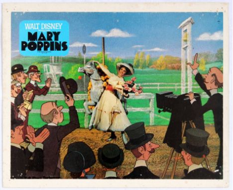 Original vintage film poster lobby card for Disney's Mary Poppins.  Printed on thick paper.  Undated, most likely a rerelease