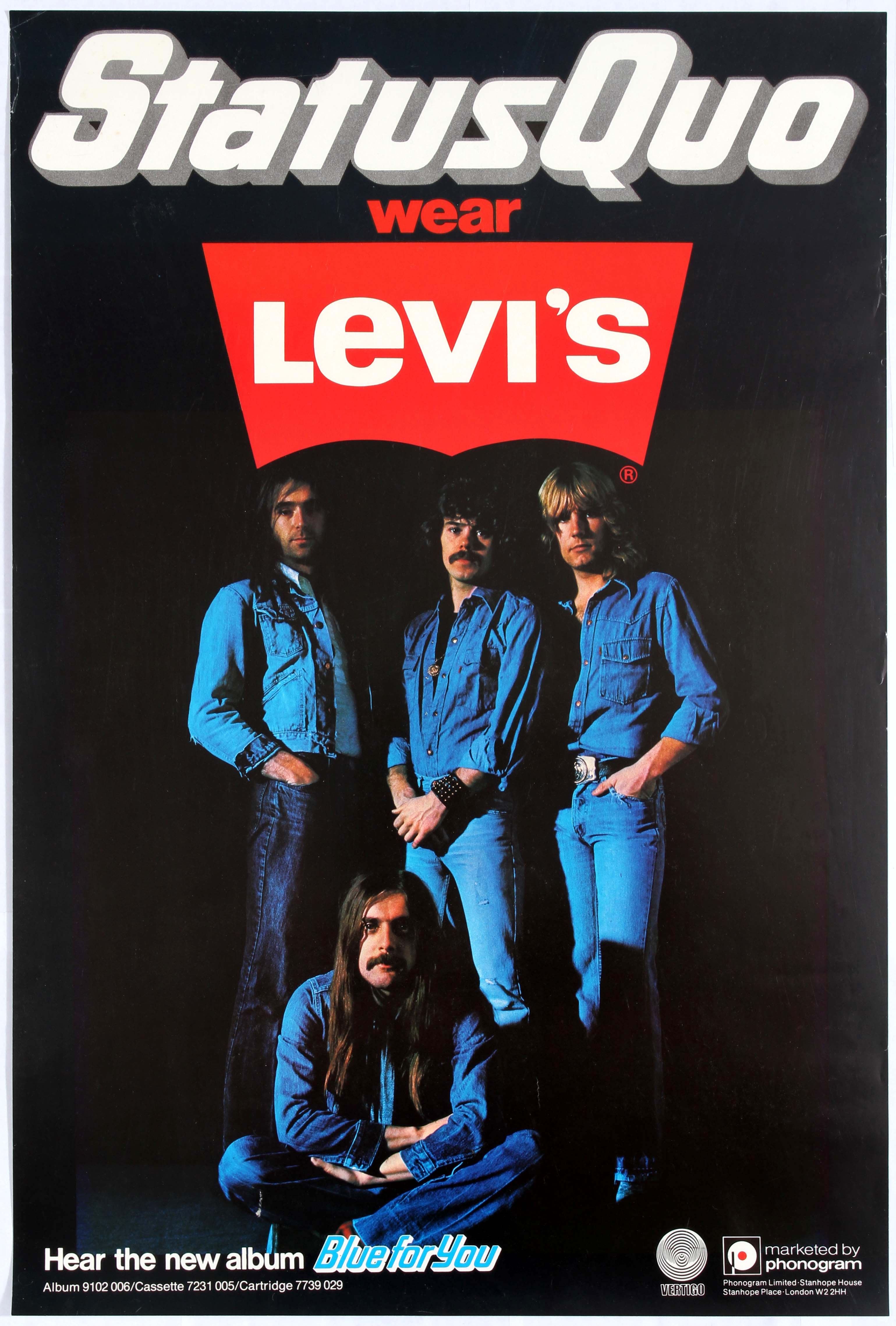 Status Quo and Levi's poster Original vintage advertising poster for a