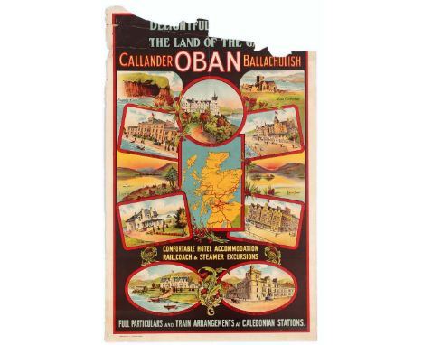 Original vintage travel poster promoting holidays in Oban, Scotland. Most likely printed by the Caledonian Railway, the poste