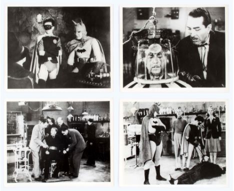 Original vintage set of black and white photographs of stills from a 1940's Batman TV production, set of 14. Batman (or The B