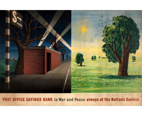 Post Office Savings Bank WWII Henrion Original vintage advertising poster for the Post Office Savings Bank &acirc;€“ In War a