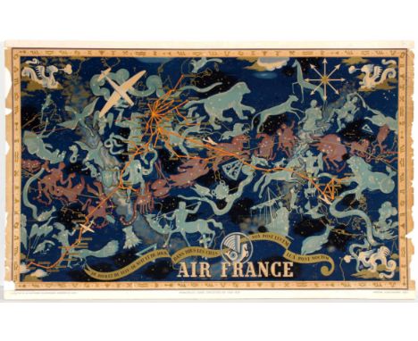 Air France Night Sky Constellation poster.  Lucien Boucher produced a number of pieces for Air France in the early 20th centu