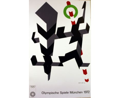 Munich Olympics - Posts Original vintage poster advertising the 1972 Summer Olympics in Munich (Olympische Spiele Munchen). L