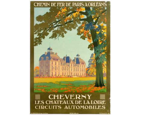 Original vintage French railway travel advertising poster: Cheverny. The Château de Cheverny (pronounced "Sheevairny") is loc