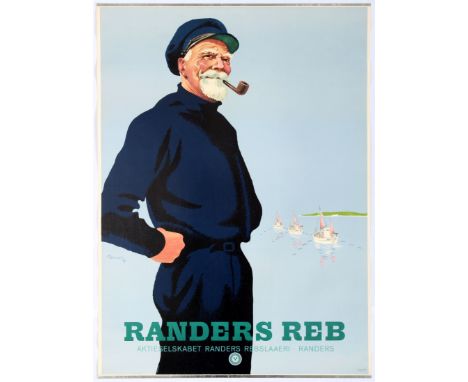 Original vintage advertising poster for Randers Reb – Aktieselskabet Randers Rebslaaeri / Randers Ropes Denmark. Great illust