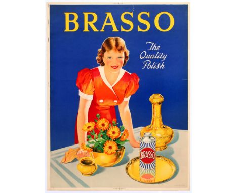 Advertising original vintage poster Brasso The Quality Polish. Brasso has been in use for almost 100 years, and originated in