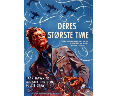 Original vintage Danish movie poster for a World War Two film Angels One Five starring Jack Hawkins, Michael Denison and Dulc