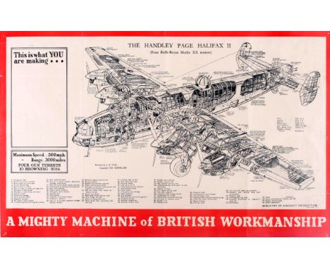 Original vintage British World War Two propaganda poster: The Handley Page Halifax ll &acirc;€“ This is what you are making&a