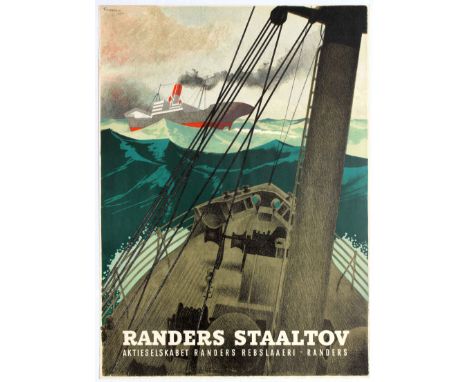 Original vintage advertising poster for Randers Staalov - Aktieselskabet Randers Rebslaaeri / Randers steel ropes. Dynamic im
