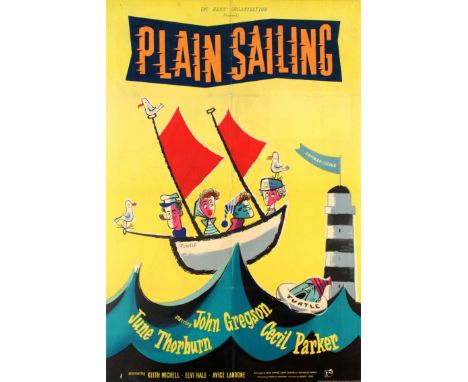 Plain Sailing Original vintage movie poster for a British comedy film Plain Sailing designed for release overseas (UK title: 