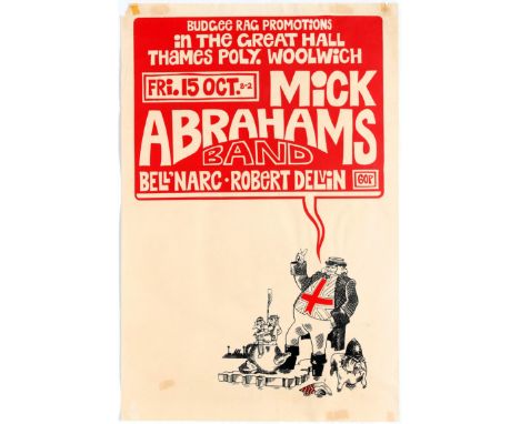 Mick Abrahams band, Bell and Arc Thames Poly poster Original vintage poster for an event at Thames Poly on Friday 15 October,