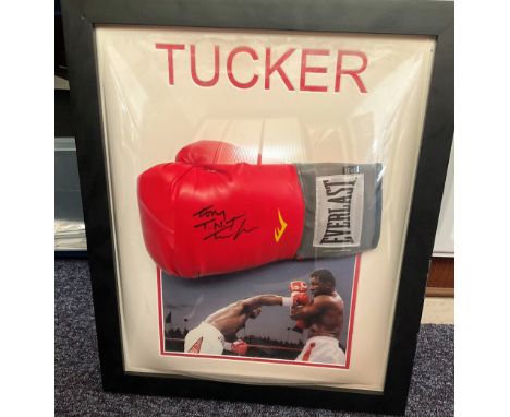 Boxing Legend Tony 'TNT' Tucker Personally Signed Everlast 16oz Red Boxing Glove In Personalised Glove Presentation Frame Mea