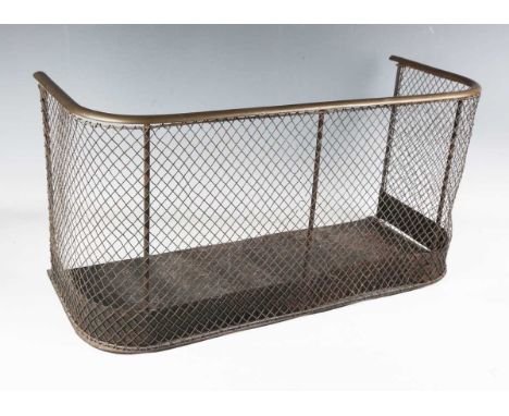 A 19th century brass and wire mesh bedroom nursery style fender, height 31cm, width 61cm.