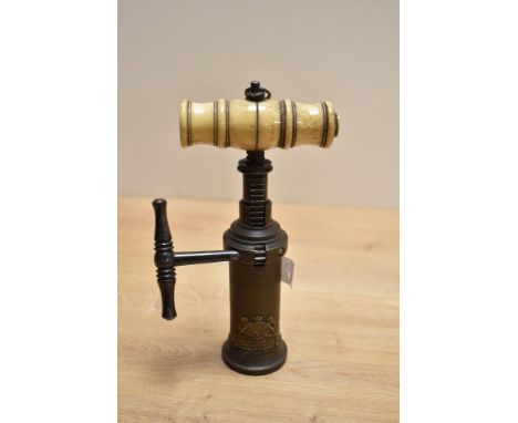 A Victorian W. Brookes &amp; Son corkscrew, having a moulded bone handle and measuring 18cm high
Condition report: The worm i