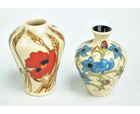 MOORCROFT; a tubeline decorated 'Harvest Poppy' pattern inverted baluster vase by Emma Bossons, impressed marks to base, date