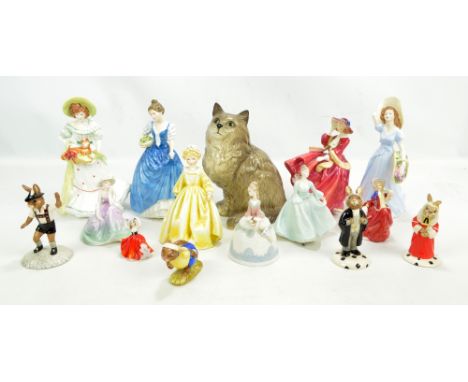 Six Royal Doulton figures; HN3081 'Grandmother's Dress', HN3711 'Jane', HN3601 'Helen' (second quality), HN2176 'Autumn Breez