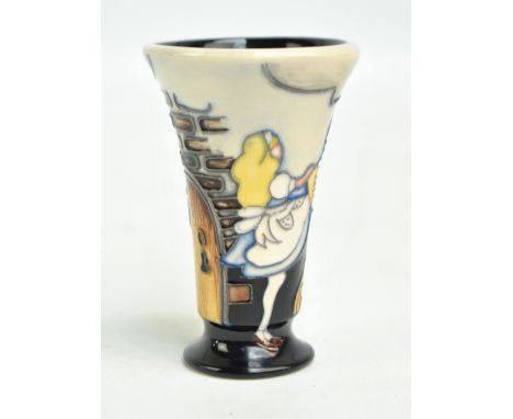 MOORCROFT; a tubeline decorated tapering vase with a scene from Alice in Wonderland, numbered 13, impressed marks to base, da