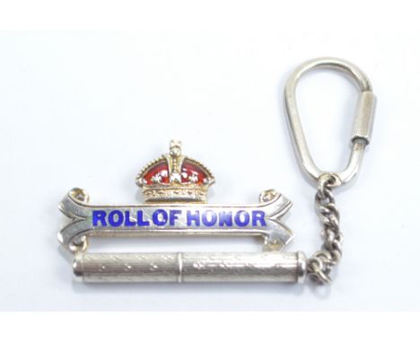 FATTORINI & SONS LTD; a George V hallmarked silver and enamel detailed 'Roll of Honour' bar brooch, Birmingham 1932, width 5c