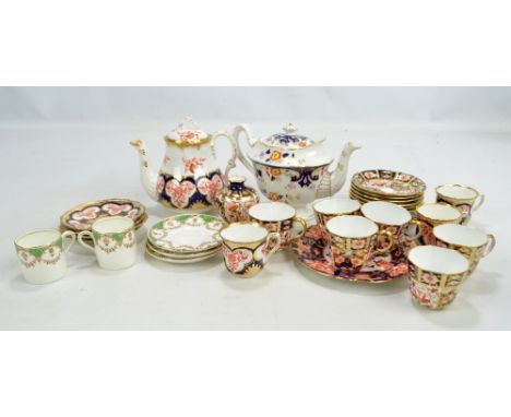 A set of six Royal Crown Derby Imari cups and saucers, pattern no. 2451, and a small vase, pattern no. 1459, also a Foley par