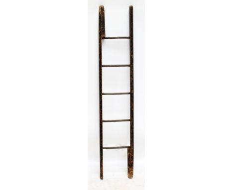A Victorian pine five rung folding pole ladder, length 182cm.