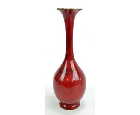 A Japanese Meiji period wireless cloisonné enamel decorated baluster vase with slender neck and lobed flared rim, height 37cm
