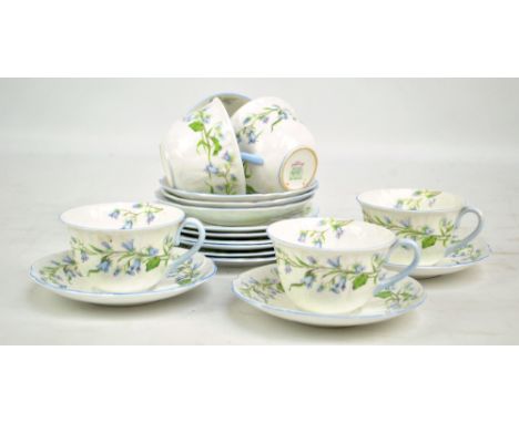 SHELLEY; a 'Harebell' six setting tea service. CONDITION REPORT: Light surface wear and rubbing to all pieces.