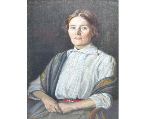 JAMES H MORTON (1881-1918); pastel, portrait of young woman, signed lower left, with Blackburn Corporation Art Gallery, Exhib