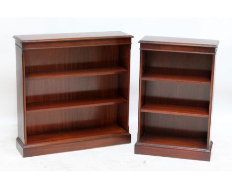 BEVAN FUNNELL; a reproduction mahogany open bookcase, width 60cm, and a further very similar open bookcase, width 91cm (2). C