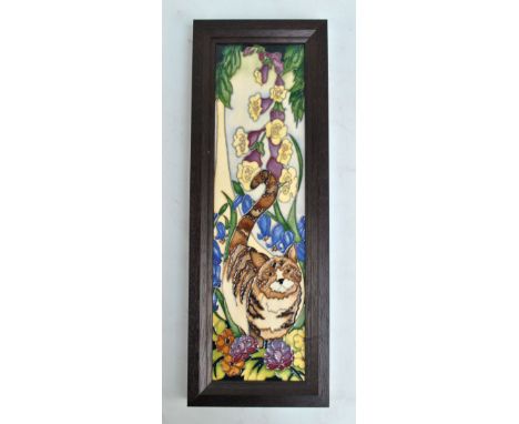 MOORCROFT; a tubeline decorated 'Catnap (Tabby)' pattern wall plaque by Rachel Bishop, impressed marks to underside, dated 20