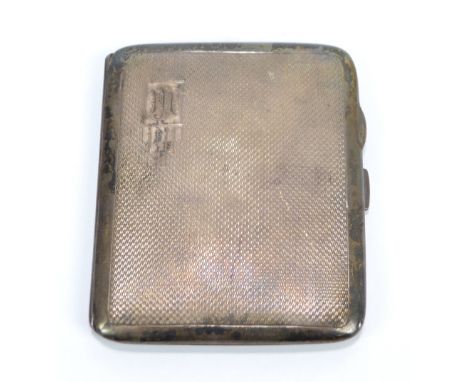 JOHN ROSE; a George V hallmarked silver rectangular engine turned cigarette case, Birmingham 1934, 9 x 7cm, approx 2.4ozt.
