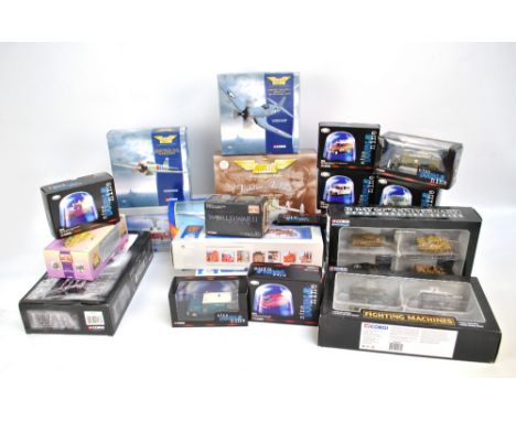 A group of boxed Corgi scale models with 999 Series (x10), two limited edition Fire Rescue Series, seven war/military includi