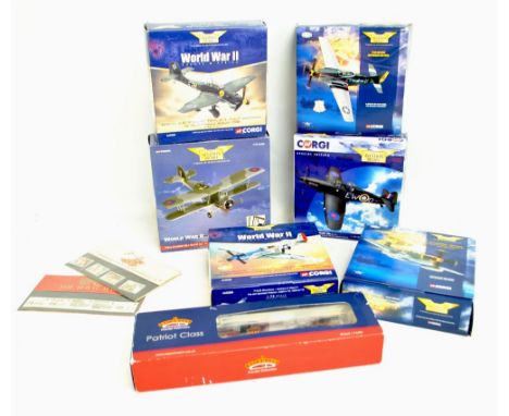 Six boxed Corgi Aviation Archive 1:72 scale models with four limited edition examples comprising P51D Mustang 'Confederate Ai