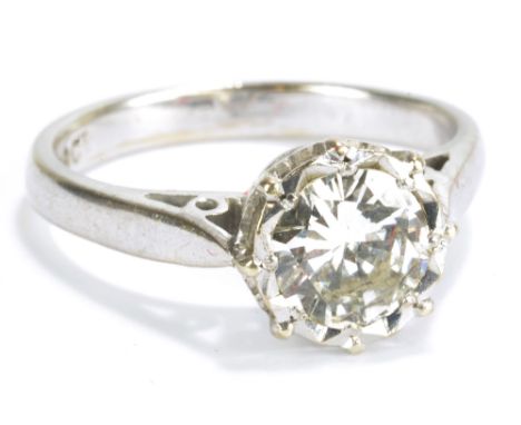 ***WEIGHT AMENDED***An 18ct white gold solitaire diamond ring, the illusion set brilliant cut stone weighing approx 1.05ct, c