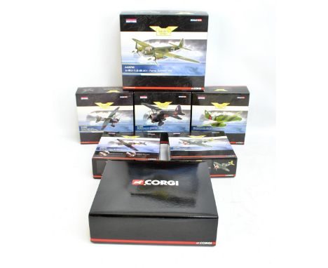 Six boxed Corgi Aviation Archive limited edition 1:72 scale models comprising AA36705 'JU-88-A-1', US35705 'Messerschmitt ME 