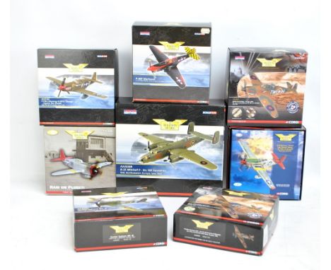 Eight boxed limited edition Corgi Aviation Archive 1:72 scale models comprising AA38401 'Bristol Blenheim IV', AA35214 'P-40F