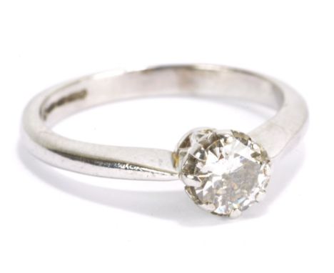 An 18ct white gold and diamond solitaire ring, the round brilliant cut stone approx 0.5cts, size M, approx 4.19g.