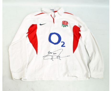 JONNY WILKINSON; a signed replica England long sleeve rugby shirt.