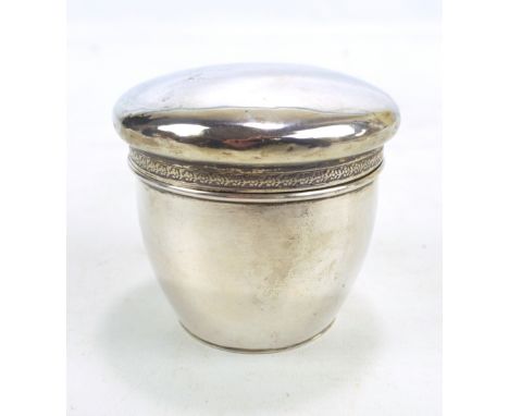 VOIGT; a late 19th century Austro-Hungarian silver tea caddy of ovoid form with cast floral band, dated 1886, with maker's ma