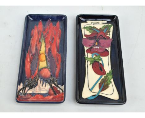 MOORCROFT; a tubeline decorated 'Glory & Dreams' pattern rectangular pin dish by Rachel Bishop, impressed marks to base, date