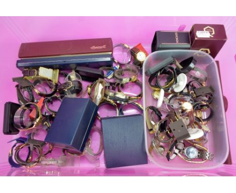 A quantity of lady's dress watches to include Ingersol, Sekonda, Timex, Hamilton, Siglo, etc, mostly automatic/quartz, some b