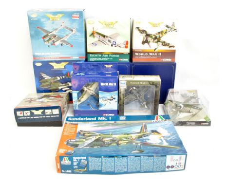 Five boxed Corgi limited edition Aviation Archive 1:72 scale models comprising US32215 'P-51D', US36603 'P-38J', AA32208 'P-5