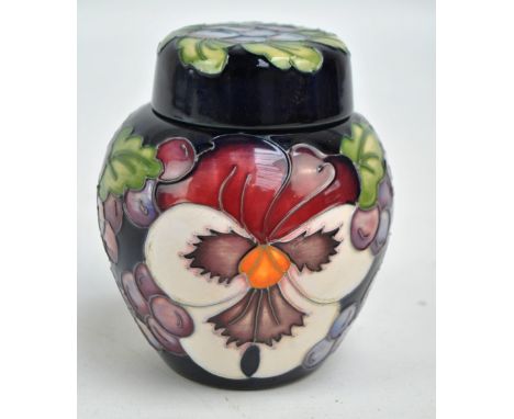 MOORCROFT; a tubeline decorated 'Study in Velvet' pattern ginger jar and cover by Rachel Bishop, limited edition 32/150, impr