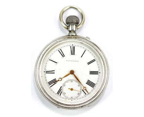 A Victorian hallmarked silver cased open face crown wind pocket watch, the dial set with Roman numerals and subsidiary second