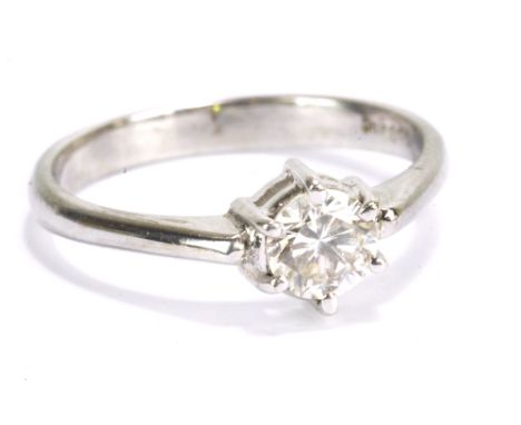 An 18ct white gold and diamond solitaire ring, the round brilliant cut stone approx 0.33cts, size M, approx 2.6g.