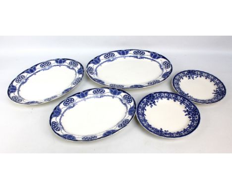A graduated set of K & Co meat plates and a pair of Losol Ware blue and white plates (5).