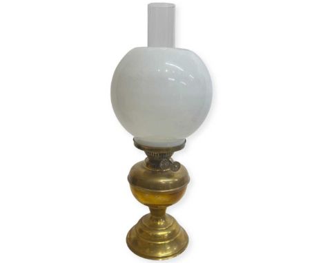 Brass Oil Lamp with Glass Shade 