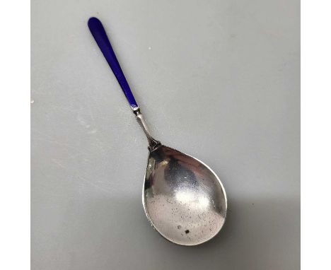 Silver Teaspoon with Blue Enamel Handle Birmingham14.2 grams including enamel