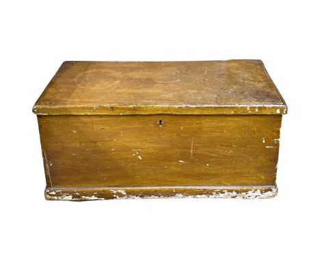 Wooden Chest / Trunk possibly mid centurysize is Length 83cm height 40cm width 42cm (top does taper in to 36cm x 78cm )