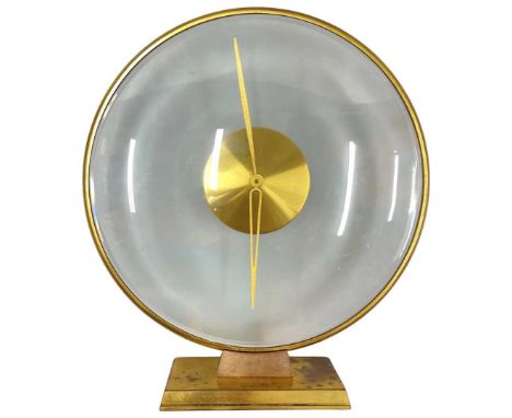 1950s Brass Clock with Glass Surround - movement by Junghans maker is Meistersitting on a solid Brass BaseMechanical 44k wind