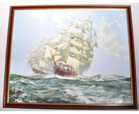 A collection of three nautical interest ship boat prints. J R Wells, S Krakow. Two other of&nbsp; Montague Dawson. Largest me